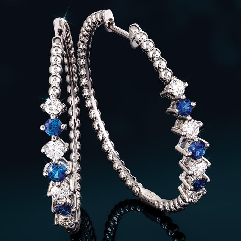 14K White Gold Sapphire and Diamond Earrings